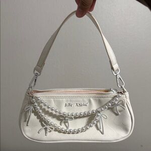 Betsey Johnson Cream Shoulder Bag with Pearl Details